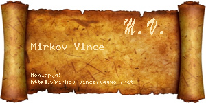 Mirkov Vince névjegykártya